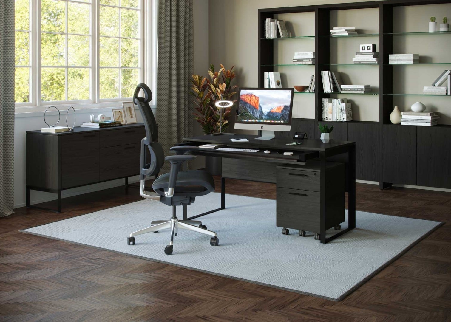 Linea-Desk-+-Shelves-D Linea Desk + Shelves