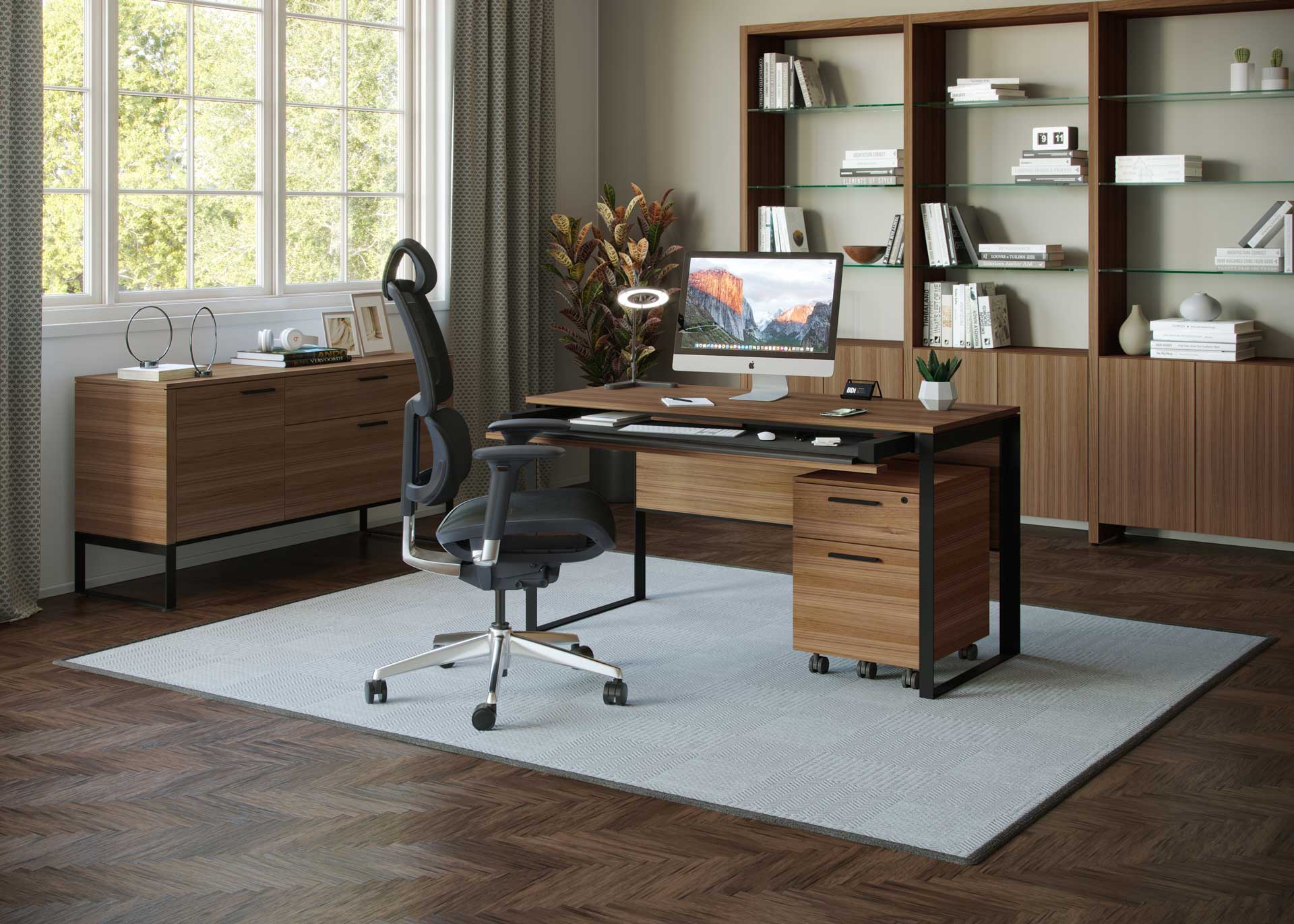 Linea-Desk-and-Shelves-BDI- Linea Desk + Shelves